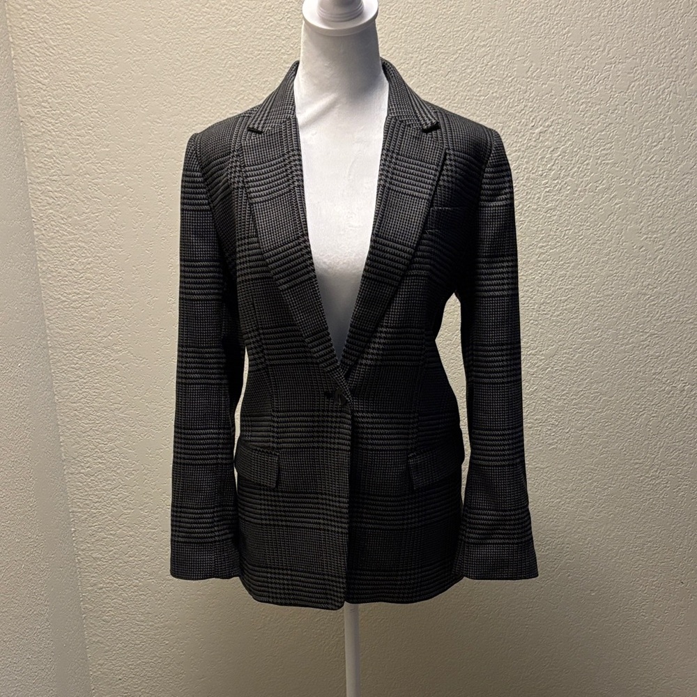 LOFT Charcoal Checkered Blazer